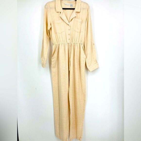Sincerely Jules 100% Rayon Oatmeal Jumpsuit M - Picture 1 of 6